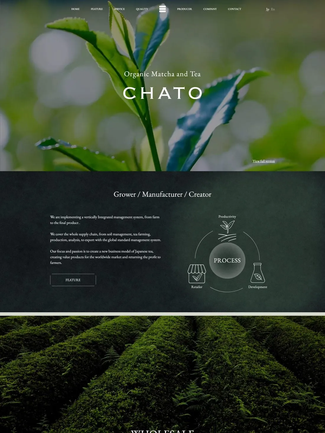 Chato's old homepage — atmospheric hero and abstract Grower / Manufacturer / Creator section