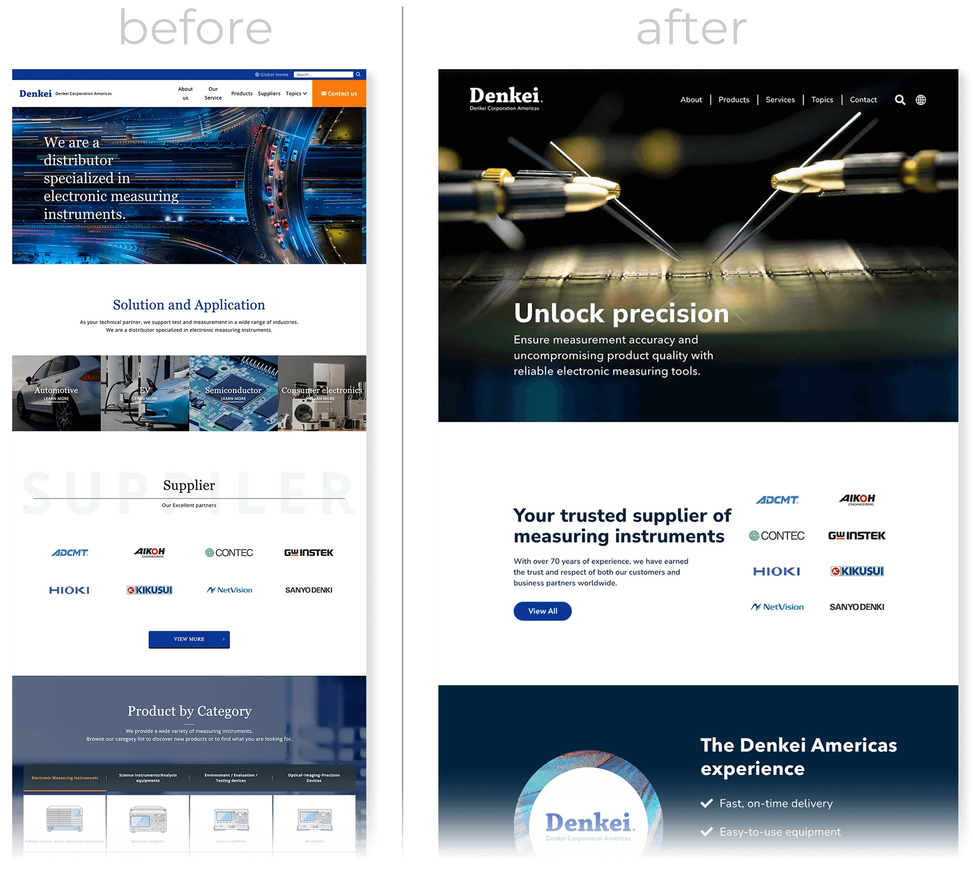 Nihon Denkei — before and after website comparison