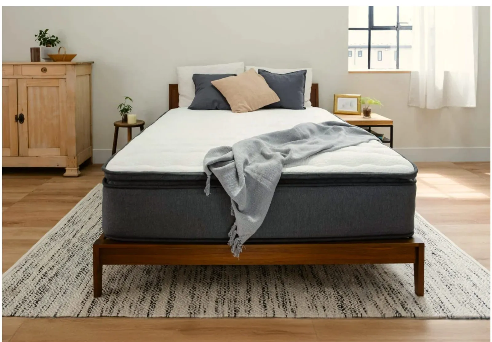 Nellify mattress in a natural bedroom setting