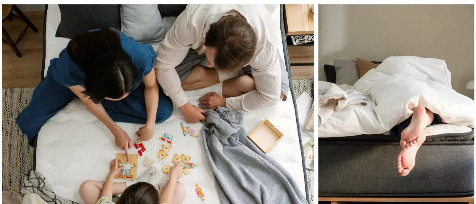 Family playing on a Nellify mattress