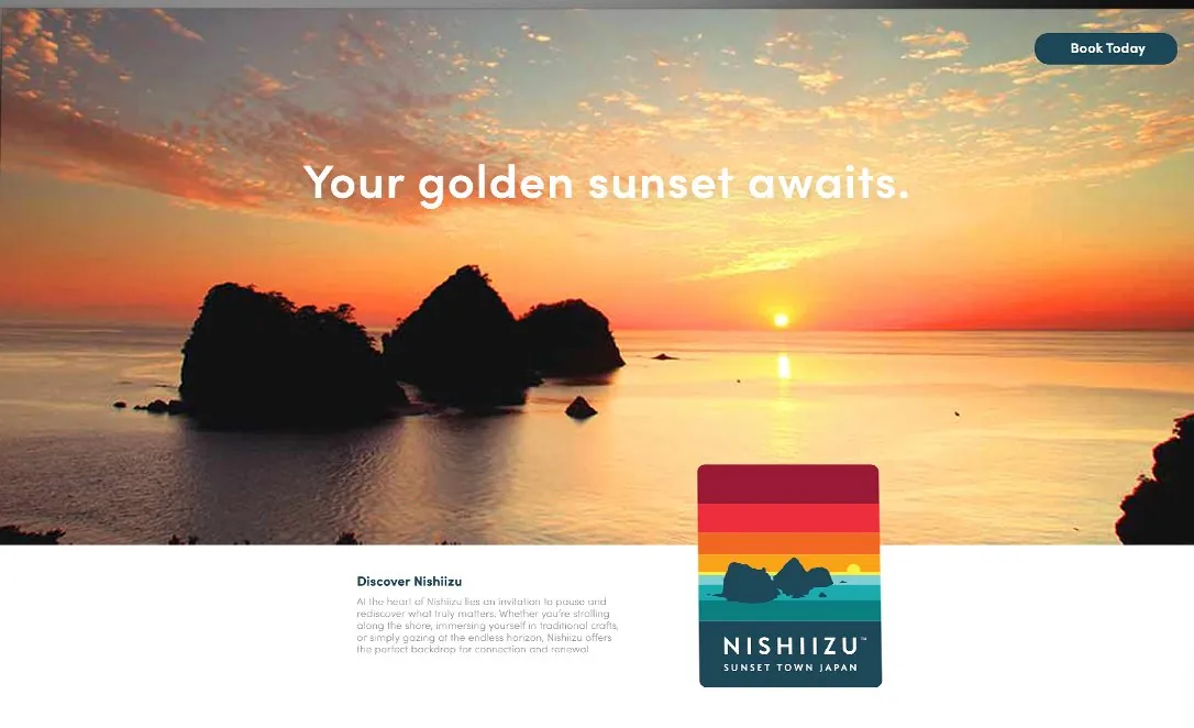 The new Nishiizu homepage — your golden sunset awaits
